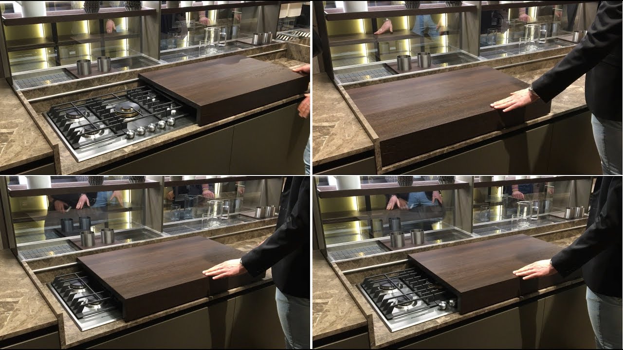 Clever Kitchen Hideaway Features and Sliding Countertop Solution