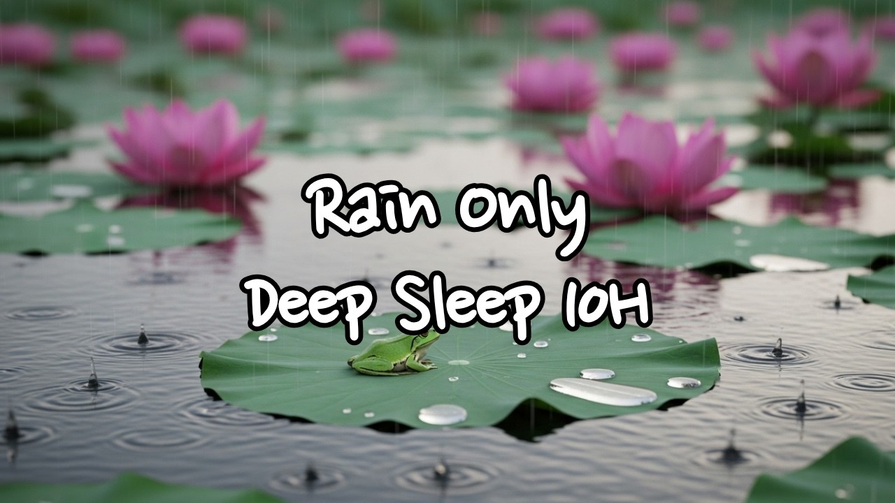 🌸 Spring Lotus Rain with Frog 🐸 | Rain Sounds Only for Deep Sleep (10 Hours)