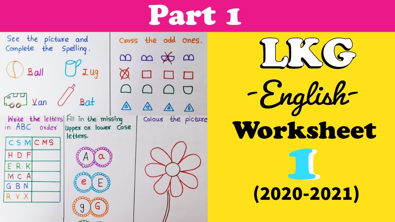 LKG English Worksheet । Kindergarten Worksheet । PP1 Syllabus 2020-2021