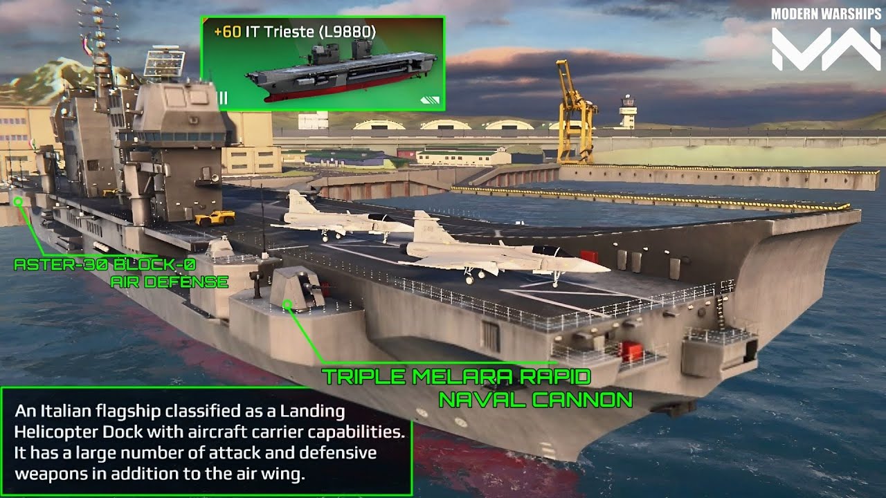 NEW! | Landing Helicopter Dock IT Trieste (L9880) Review and Gameplay | Modern Warships
