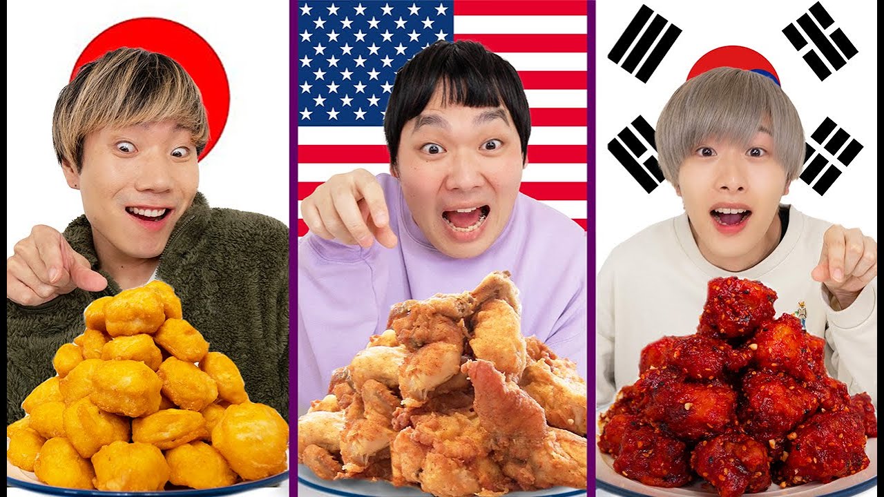 日本・韓国・アメリカの鶏肉料理1分に1個大食い対決！【からあげクン、ケンタッキー、ヤンニョムチキン】