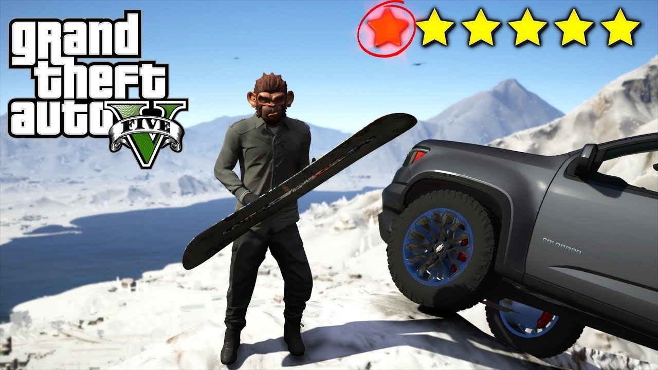 ECHAPPER A 6 ETOILES AVEC CE PICK UP ET UN SNOWBOARD SUR GTA 5 !
