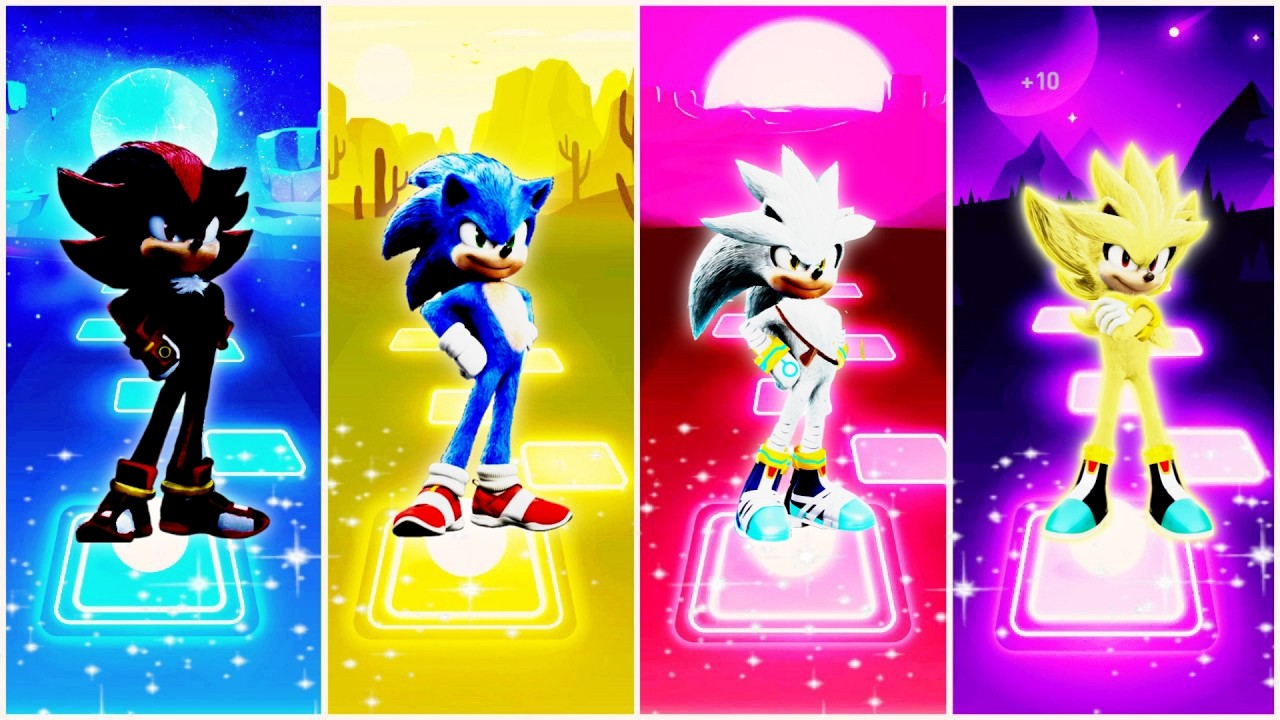 Shadow the Hedgehog 🆚 Sonic the Hedgehog 🆚 Silver the Hedgehog 🆚 Super Sonic | Tiles Hop EDM Rush