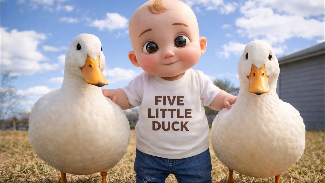 Five Little Ducks Song | Cute Ducklings Counting Rhyme | Fun Kids Video | Bubble Beeps