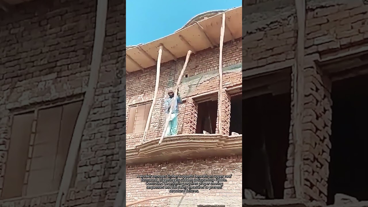 Formwork Stripping Leads to Roof Collapse #worker #process #construction #safety #building