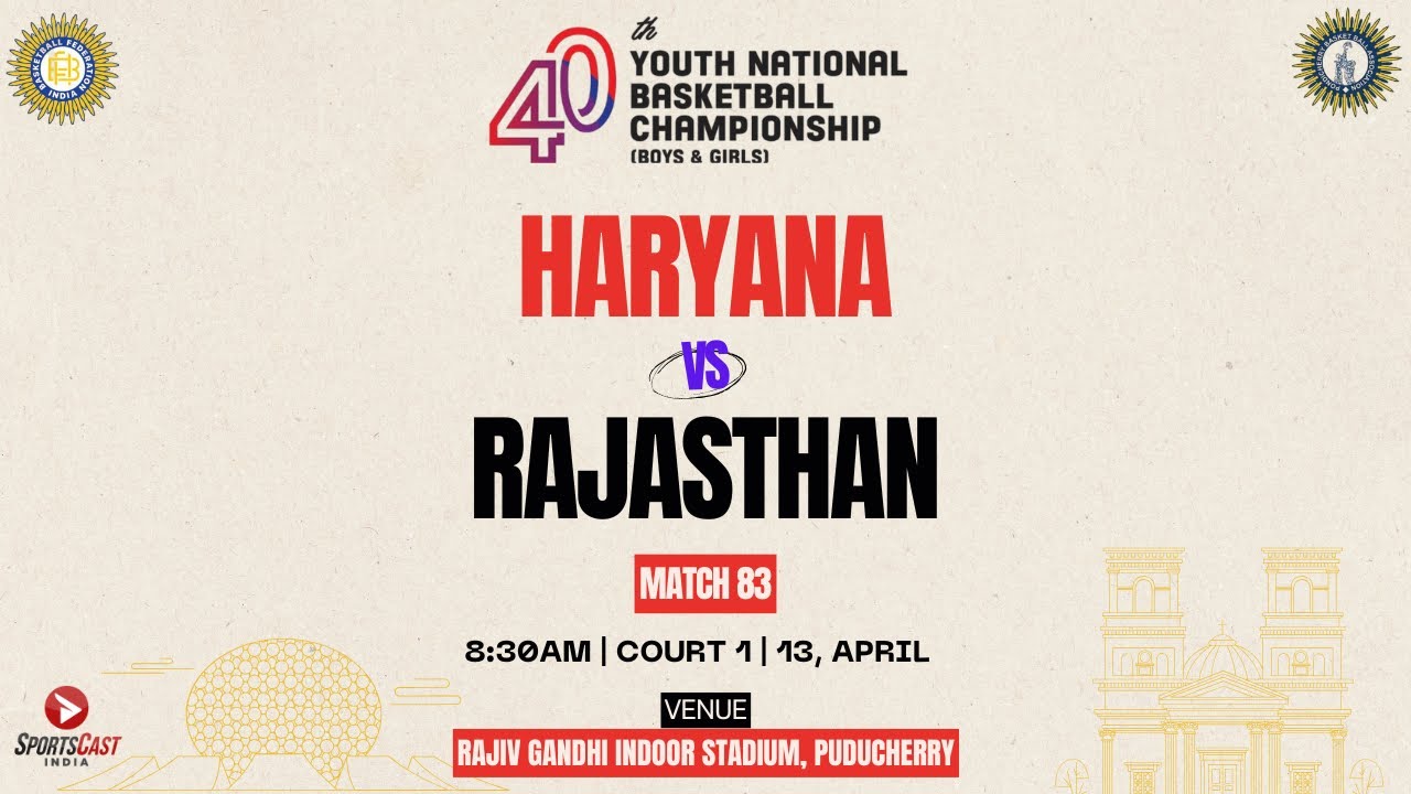 M 83 | HARYANA VS RAJASTHAN | BOYS | GROUP-A | 40TH YOUTH NATIONAL BASKETBALL CHAMPIONSHIP 2025