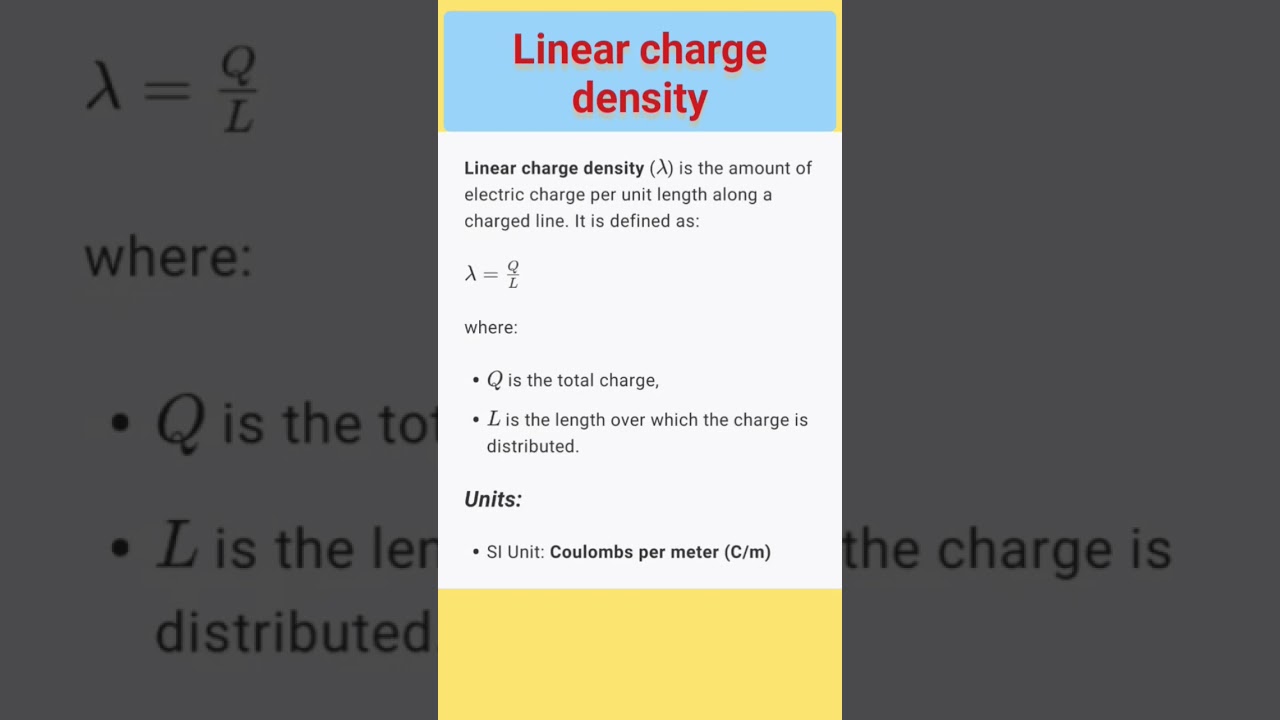 Linear charge density@PhysicistEngineer #basicphysics #physicsfundamentals #electromagnetictheory