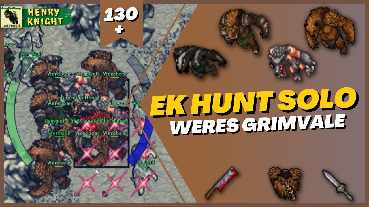 TIBIA: EK HUNT SOLO #75 WERES (GRIMVALE)