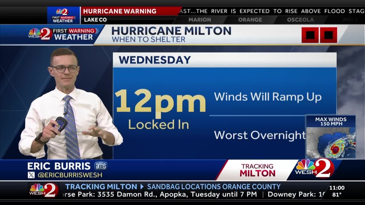 Category 4 Milton poses 'extremely serious threat' to Florida, expected to expand - 11 a.m. Tuesd...