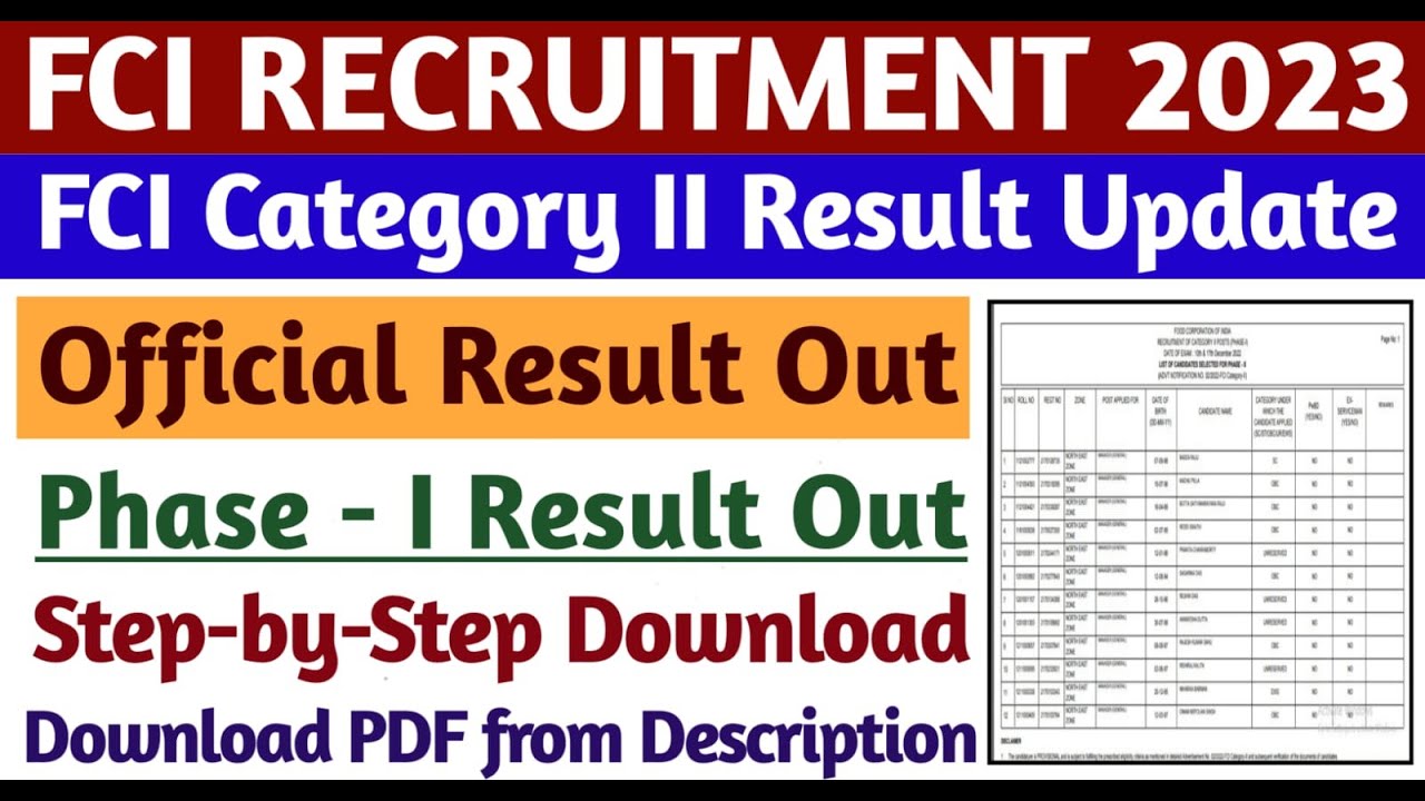 FCI Result Out | FCI Category 2 Result 2022 Out | Check Your Result | FCI Result 2022 | FCI Result