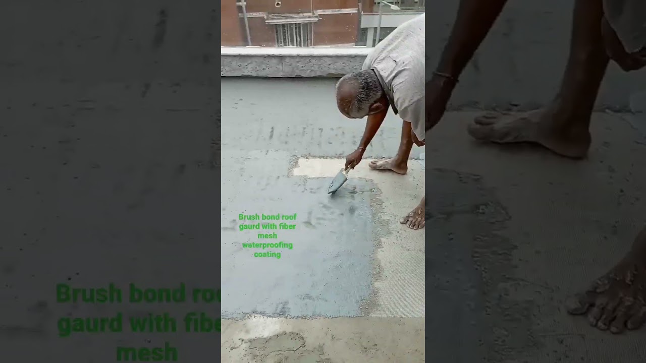 Brush bond Roofgaurd waterproofing coats with fiber mesh #brushbond #fosroc #roofsealcoat #terrace