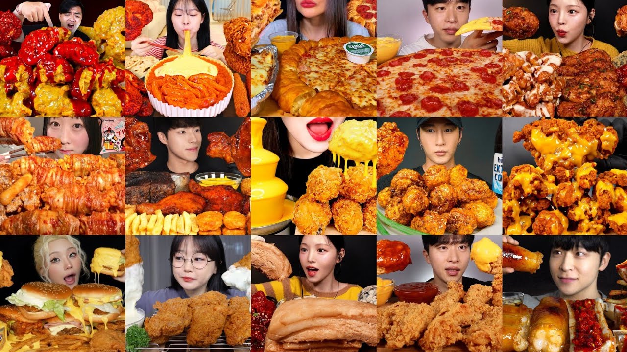 2× SPEED EATING SOUND | FRIED CHICKEN, PIZZA, FAST FOOD, MUKBANG COMPILATION | ASMR KOREAN MUKBANG