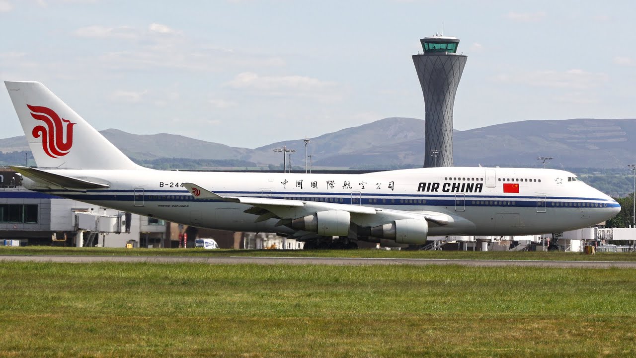 Air China Boeing 747-400 departing Edinburgh Airport | 2020