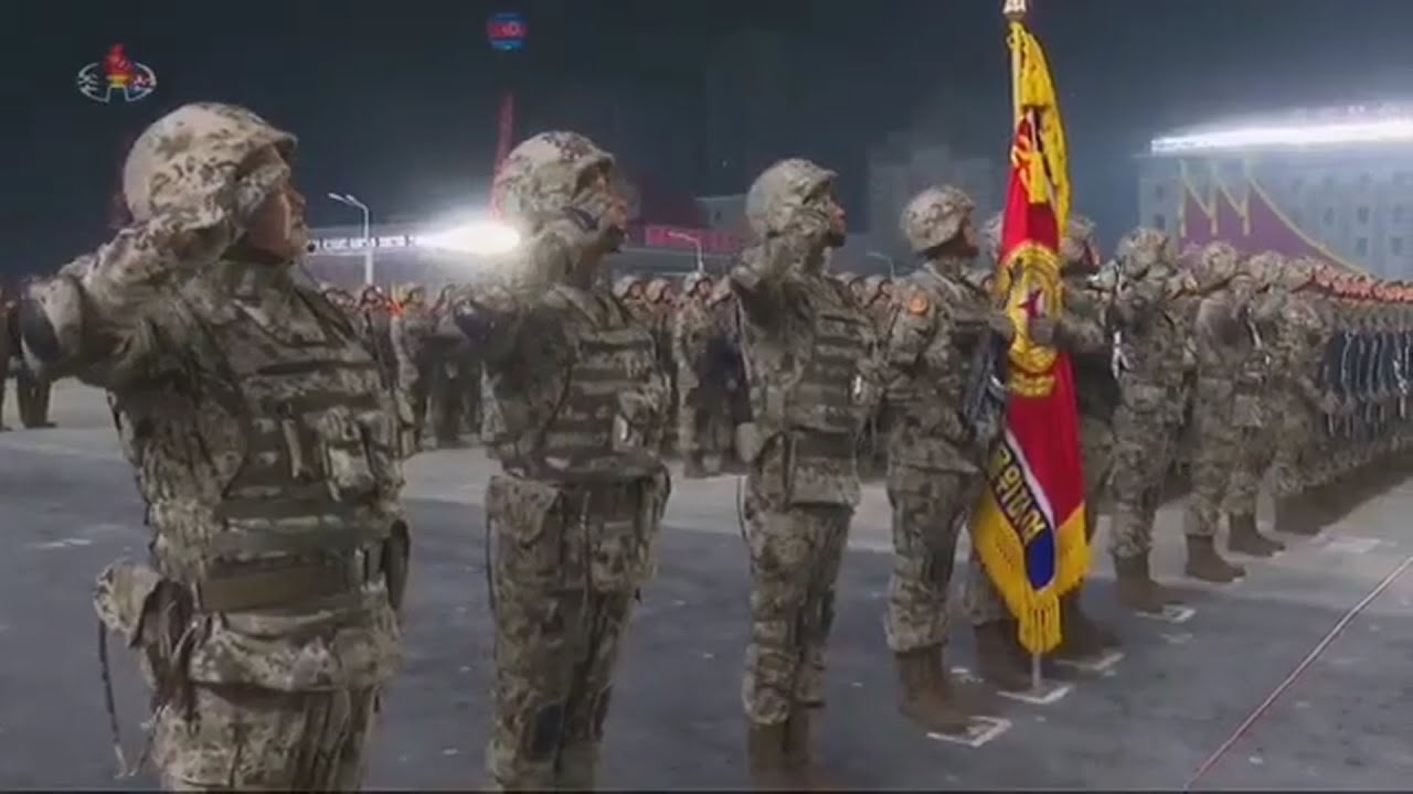 북한 열병식 애국가 국기게양식 조선로동당제8차대회 기념 장면