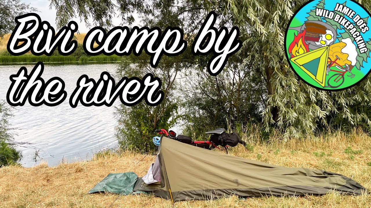 In a Rab Ridge Raider on the river bank. Wildcamping and bikepacking 87