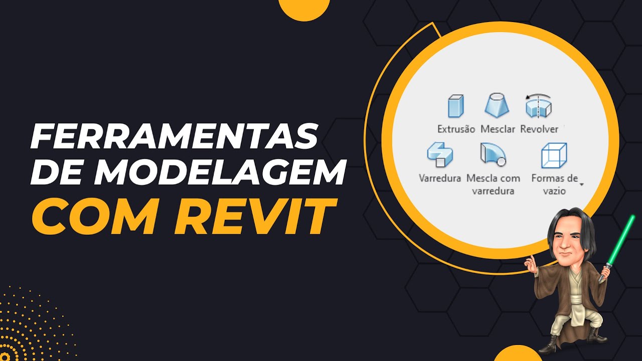 Live 104 - Revit, Ferram. de Modelagem. Extrusão, varredura, mesclar, mescla c/ varredura e revolver
