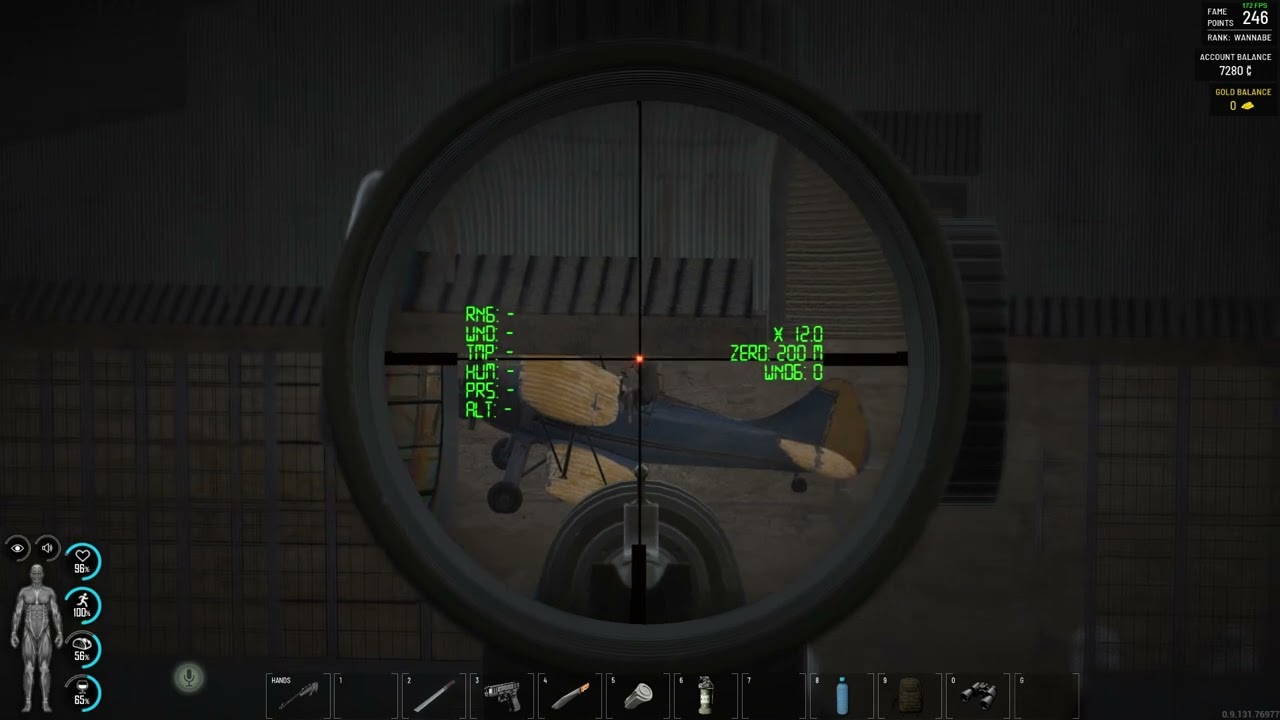 SCUM 0.9v game play / 190m headshot