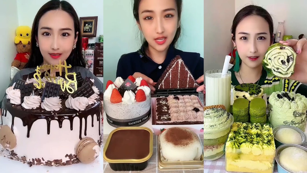 Giant Cream Cake Dessert Mukbang ASMR | Satisfying Spoon & Eating Sounds | Xoieteang ASMR