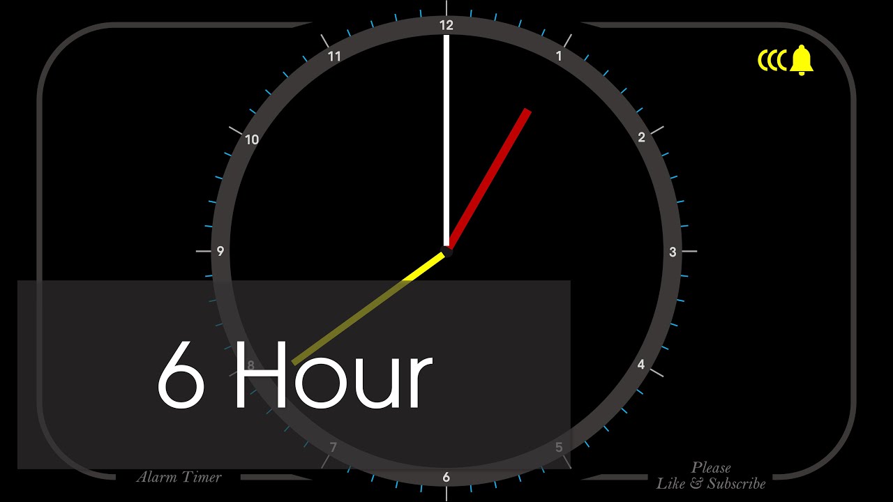 6 Hour - Analog Clock Timer & Alarm - 1080p - Countdown