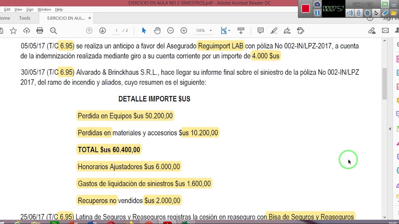 EJERCICIO EN AULA 2 SINIESTROS
