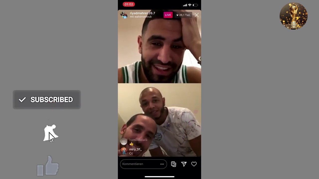 رياض محرز مع ياسين براهيمي | لايف محرز مع براهيمي