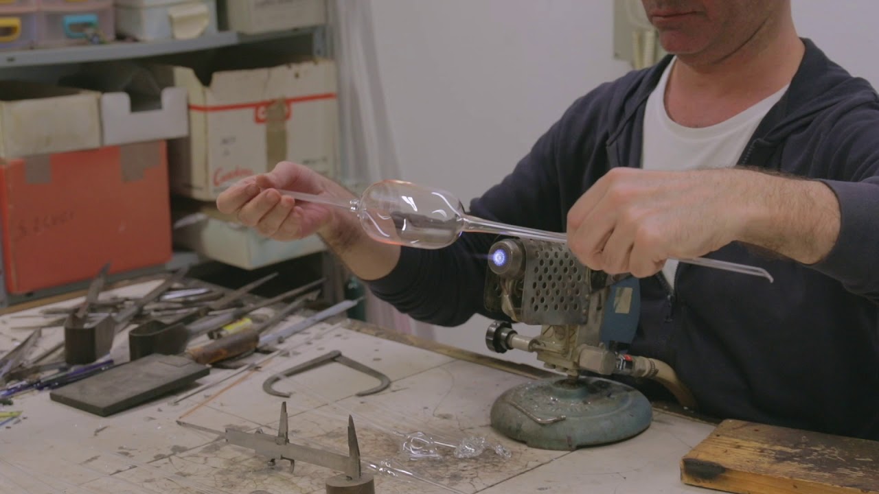 Making Murano Glass Wine Glass In Lampworking Technique In Venice, Italy