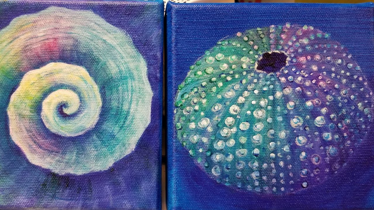 Colorful Sea Urchin Acrylic Painting Tutorial Small Canvas Series