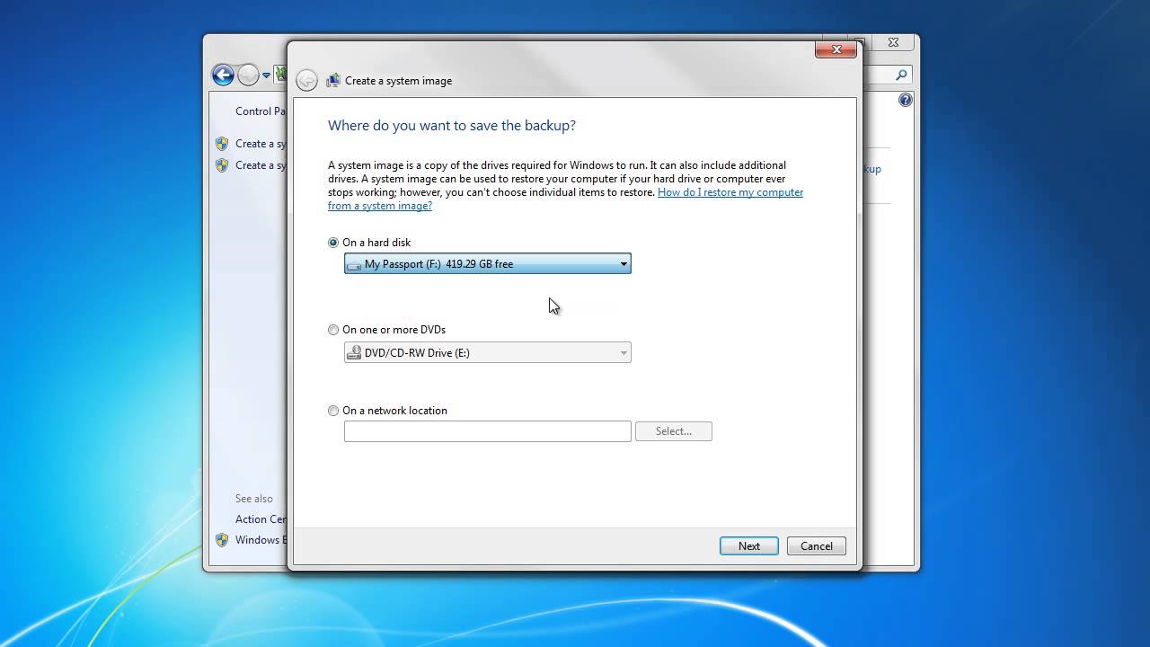 Как создать образ системы в Windows 7