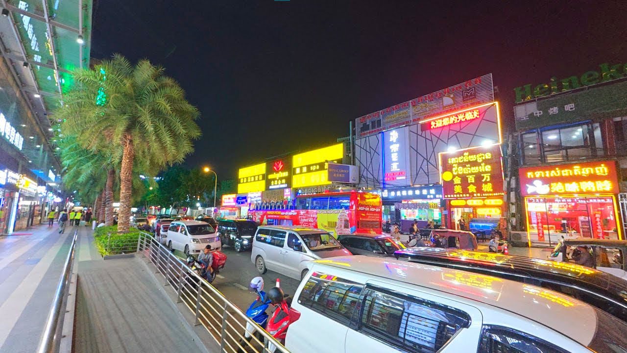 Night Life Koh Pich, Phnom Penh 4K HDR | Walking Tour Cambodia