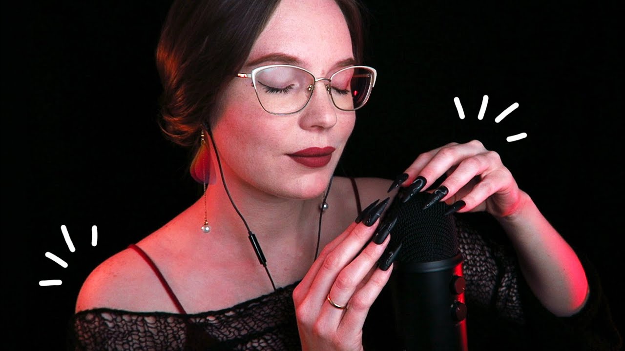 MIC MESH SCRATCHING (GENTLEST) w/long nails 💛 semi-inaudible, slow, ultra upclose ASMR