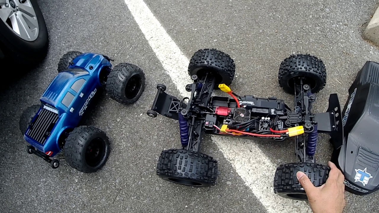 Tekno MT410.  First bashing vid.  Jumping, Crashing. What a Beast! Awesome fun truck.