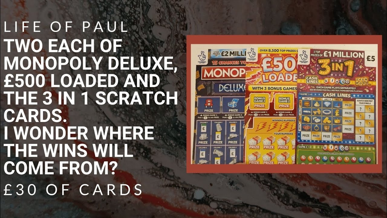 UK scratch card mix. Two each of three of the &pound;5 cards on sale at my local shop, where are the wins?