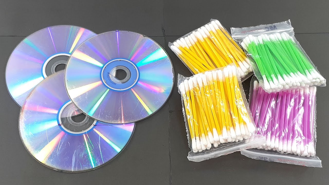 Recycling cd disc & Cotton buds crafting for home decor | Waste material reuse idea | Diy Craft