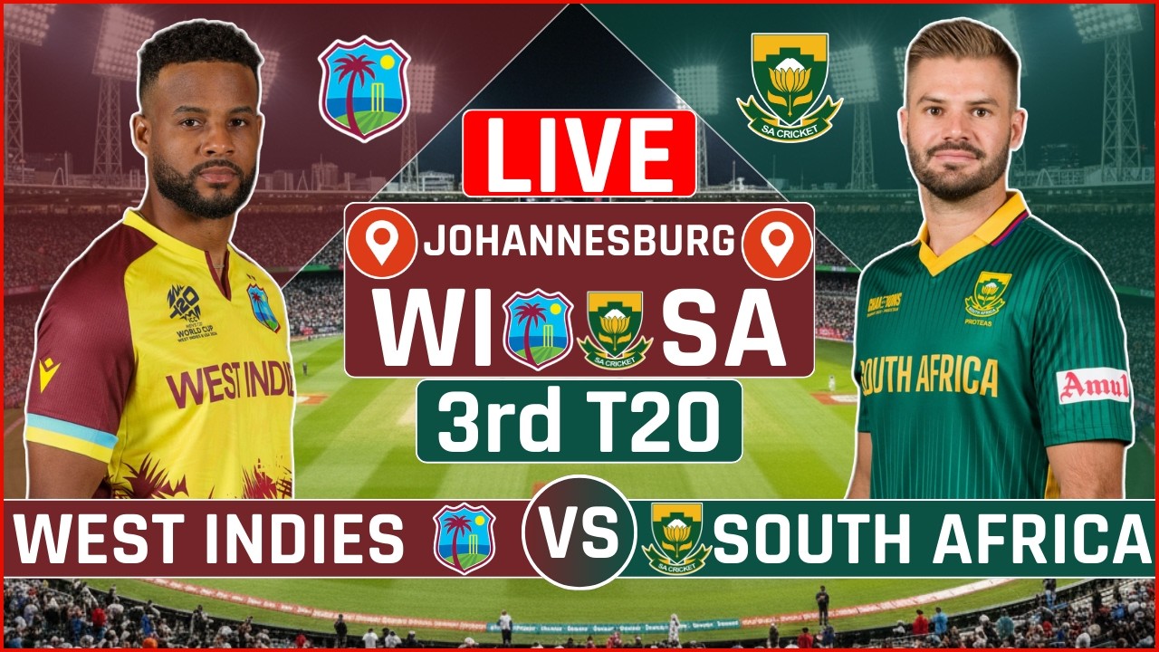 SA vs WI 3rd T20 Live Cricket Score | South Africa vs West Indies 3rd T20 Live Scores & Commentary
