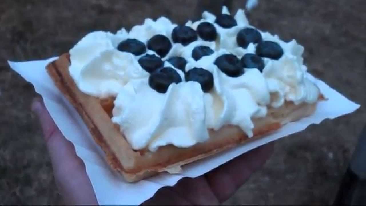 Whipped cream blueberry waffle
