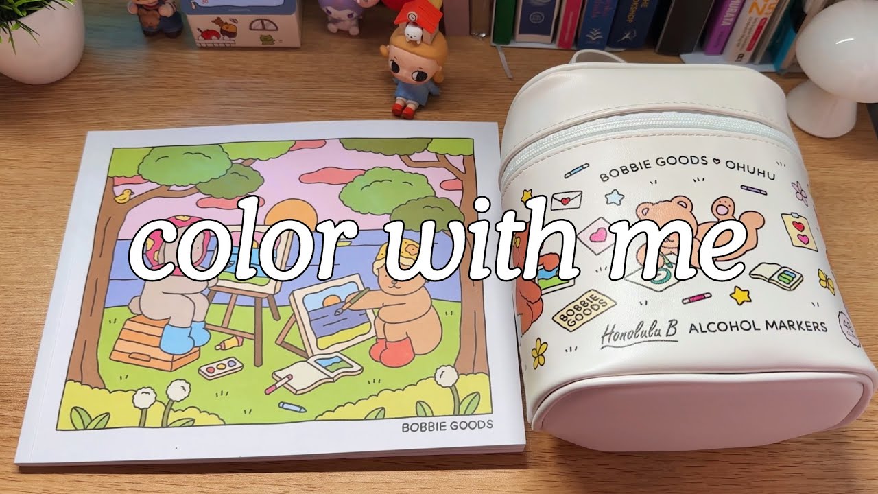 color with me 🖍️ bobbie goods x ohuhu marker set unboxing | bobbie goods this & that coloring book