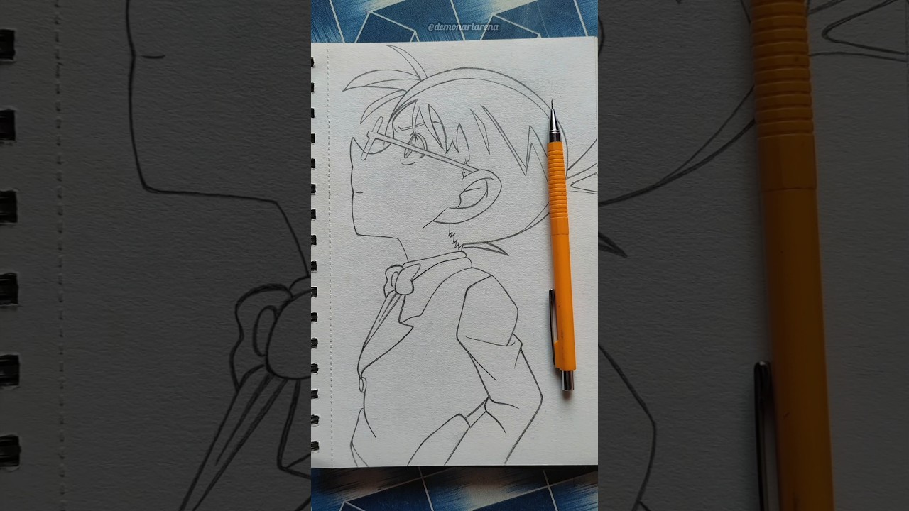 Drawing side profile ✏️✨of detective conan from Case Closed #howtodraw #art #Detective Conan #shorts