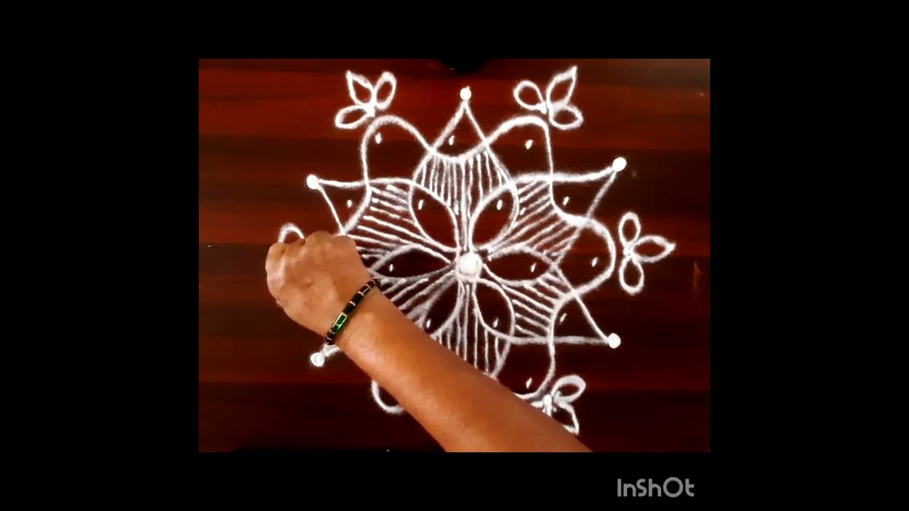 Simple kolam design with 5x3 dot rangolidesign🌟#muggulu#easyrangoli#dailykolam#simple#attractive🌟