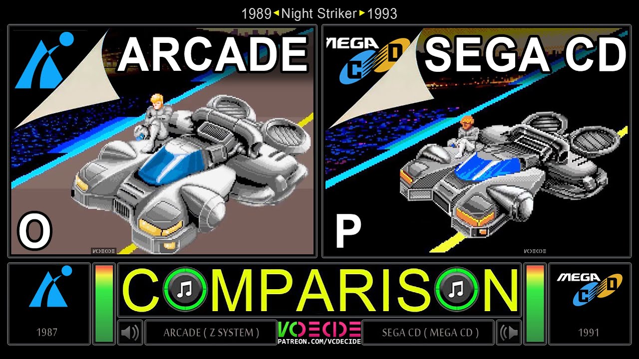 Night Striker (Arcade vs Sega CD) Side by Side Comparison - Dual Longplay