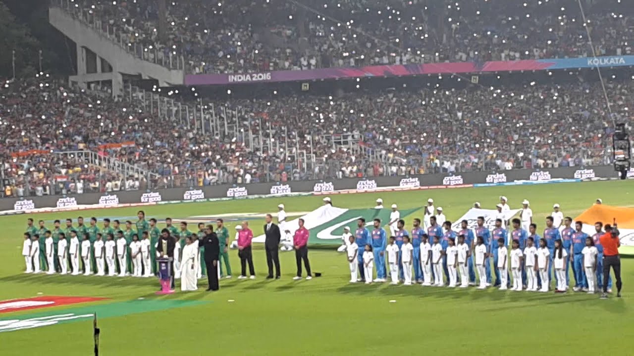 Big B sings National Anthem @ Eden Gardens before India -vs- Pakistan t20 match on 19.03.16.