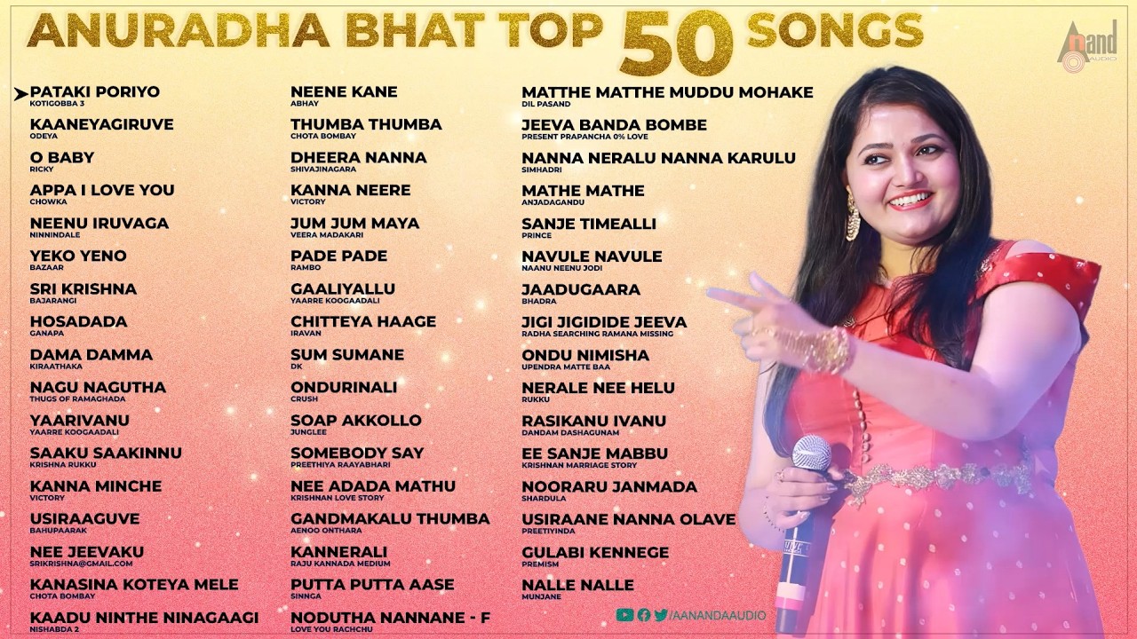 🔴Live | Anuradha Bhat 50 Songs | Kannada Audio Jukebox | #anandaudiokannada