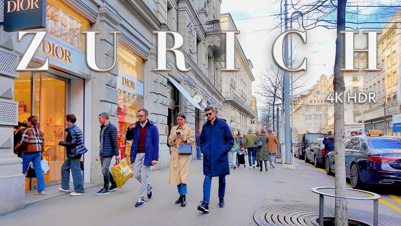 ZURICH SWITZERLAND 🇨🇭 Bahnhofstrasse Currently walking tour / City Center 4K 60fps HDR