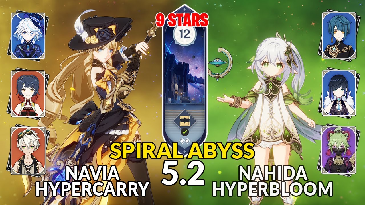 New 5.2 Spiral Abyss | Navia Hypercarry Team and Nahida Hyperbloom | Genshin Impact Floor 12
