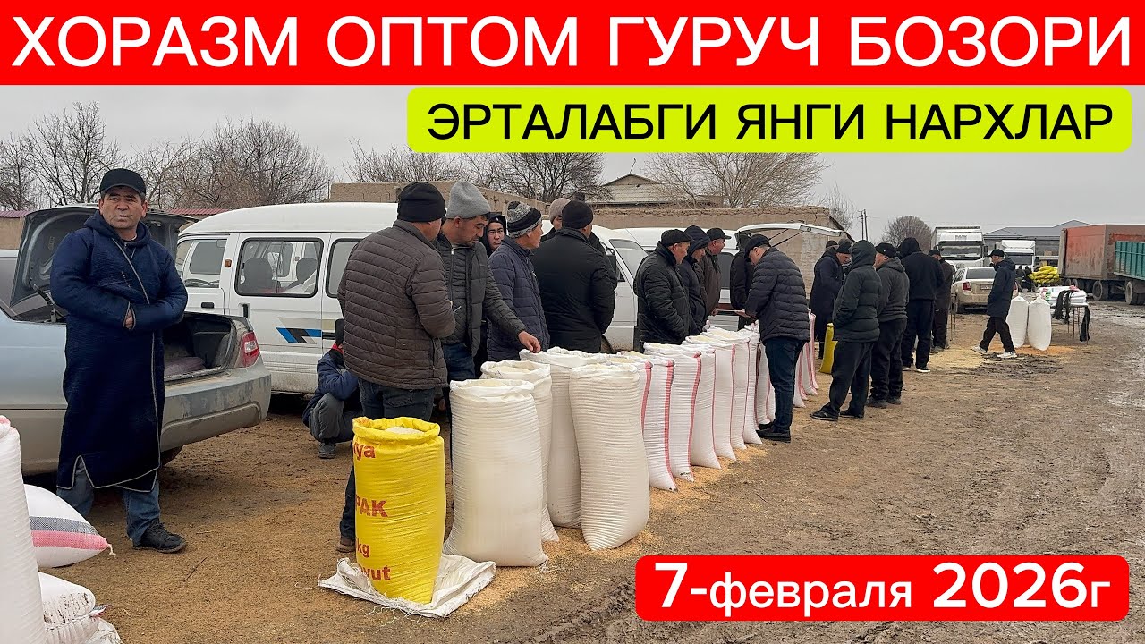ХОРАЗМ ОПТОМ ГУРУЧ БОЗОР НАРХЛАРИ 07.02.2026г