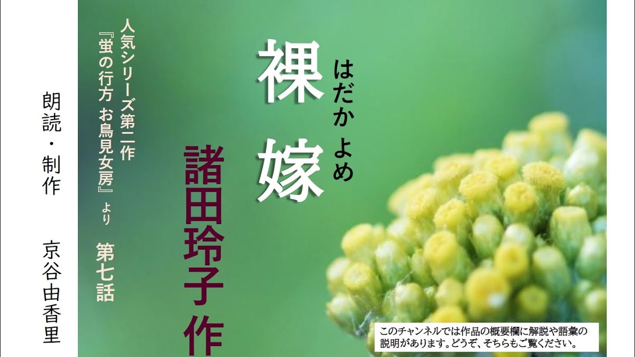超人気シリーズ小説【朗読】諸田玲子「第七話 裸嫁（はだかよめ）」（シリーズ2作目『蛍の行方 お鳥見女房』より）～オーディオブック～　朗読：京谷由香里