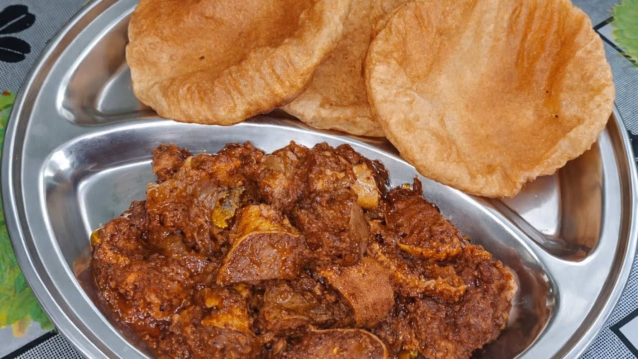 भुनी हुई ज़बान का सालन के साथ गरमा गरम क्रिस्पी पूरी की रेसिपी🌙रमज़ान स्पेशल #viralvideo 😋