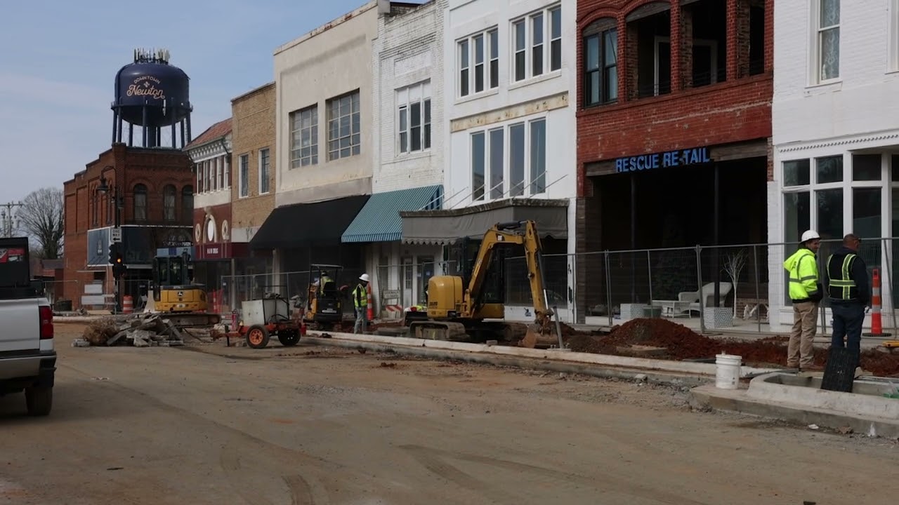 Construction zone in downtown Newton, NC