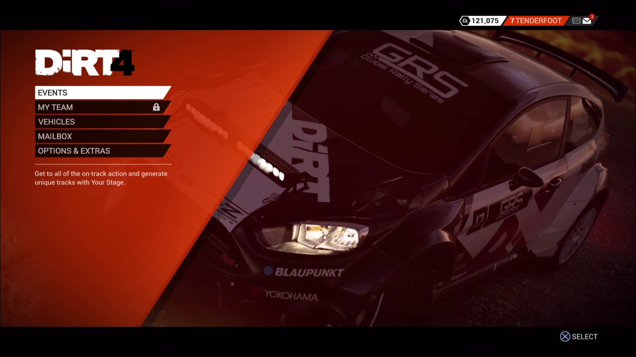 DiRT 4 Menu