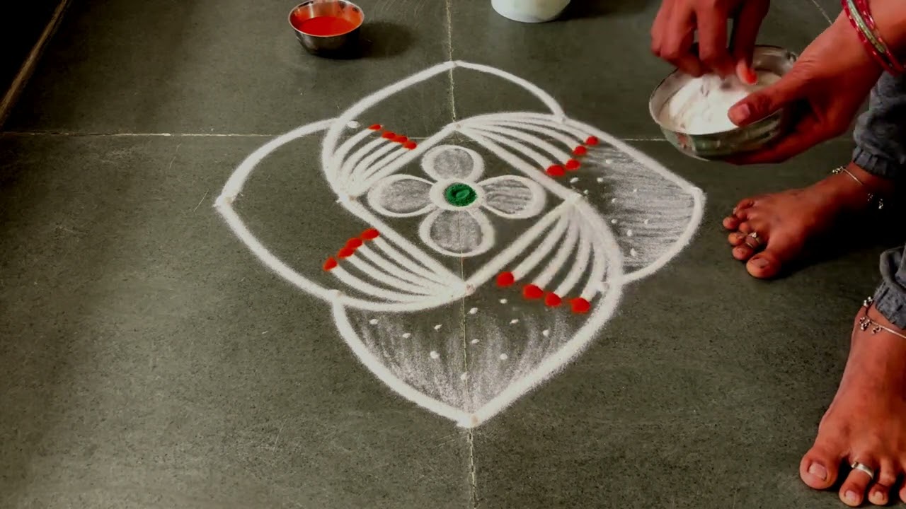 Easy kolam designs| Simple muggulu designs| easy rangoli designs| Beginners kolam