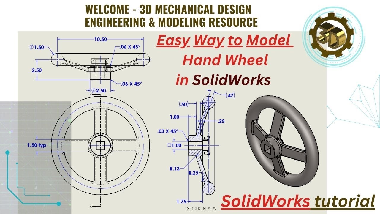 ⚡ 3D Modeling Practice , #solidworks  , Easy Way to Model  Hand Wheel